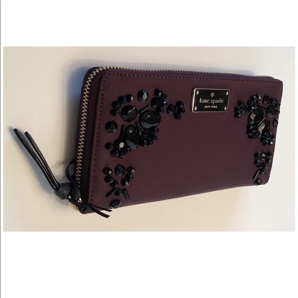 Nwt Kate Spade Neda deep plum wallet - Picture 3 of 6